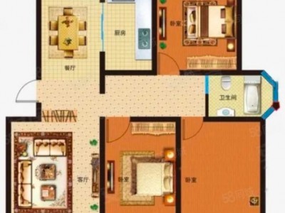 隆景园 3楼 90平边户 1150月 精装地暖 全明户图3